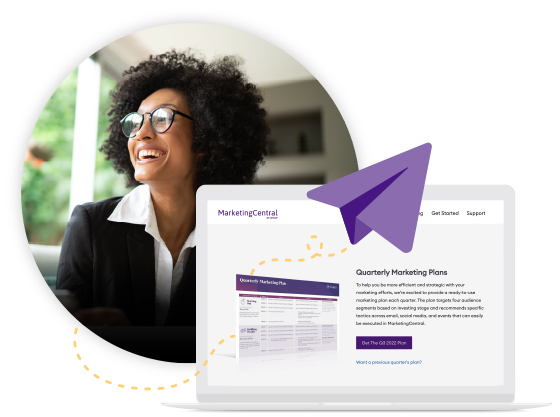 Business woman showcasing MarketingCentral functionality