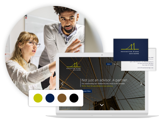 Business man and woman designing a website on a computer using GrowthLine