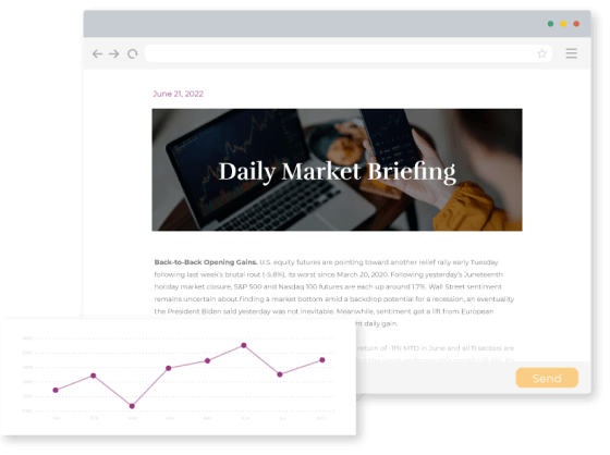 Website page of a daily market briefing with graph